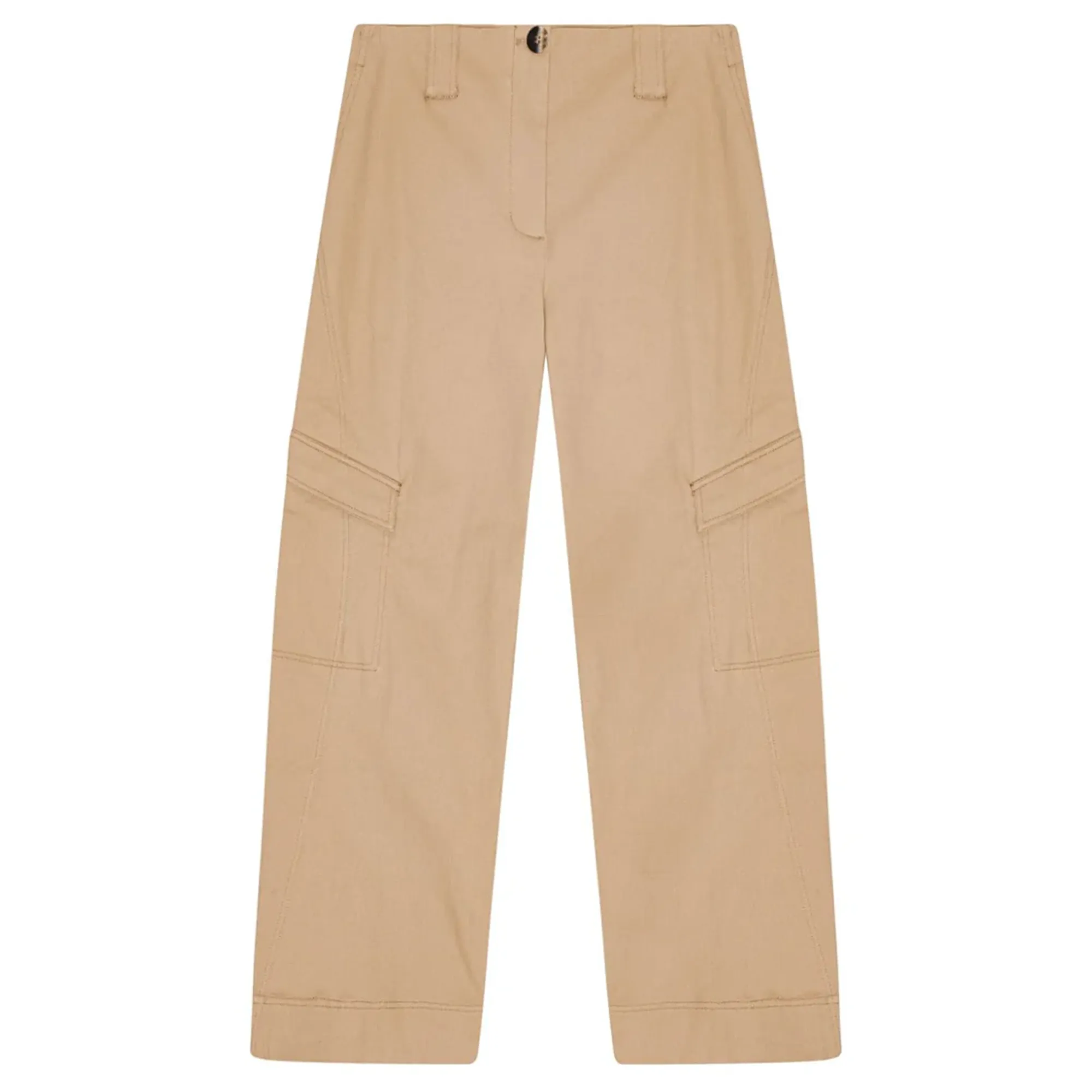 Herringbone Canvas Mid Waist Pants