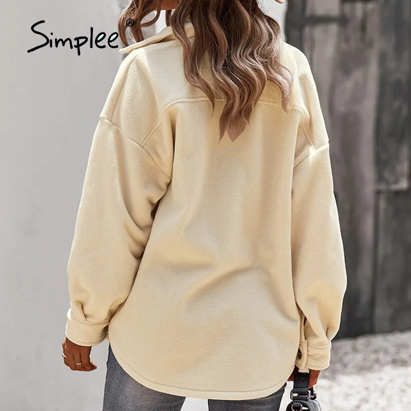 Joskaa Office Lady Lapel Sheepskin Coat Jackets Winter Long Sleeve Outwear Coats Women Casual Fashion Ladies Winter Jackets