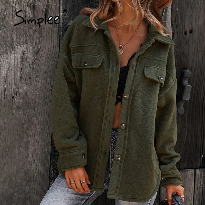 Joskaa Office Lady Lapel Sheepskin Coat Jackets Winter Long Sleeve Outwear Coats Women Casual Fashion Ladies Winter Jackets