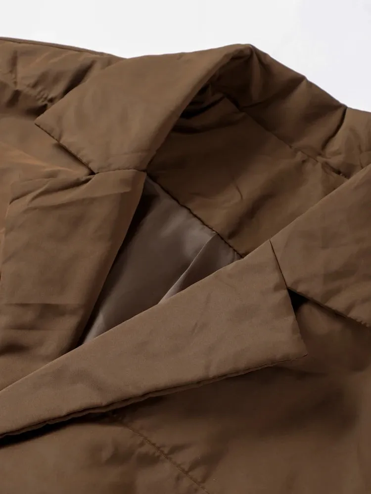 Nisha Puffer Coat With Belt Fashion Turn-down Collar Warm Outwear