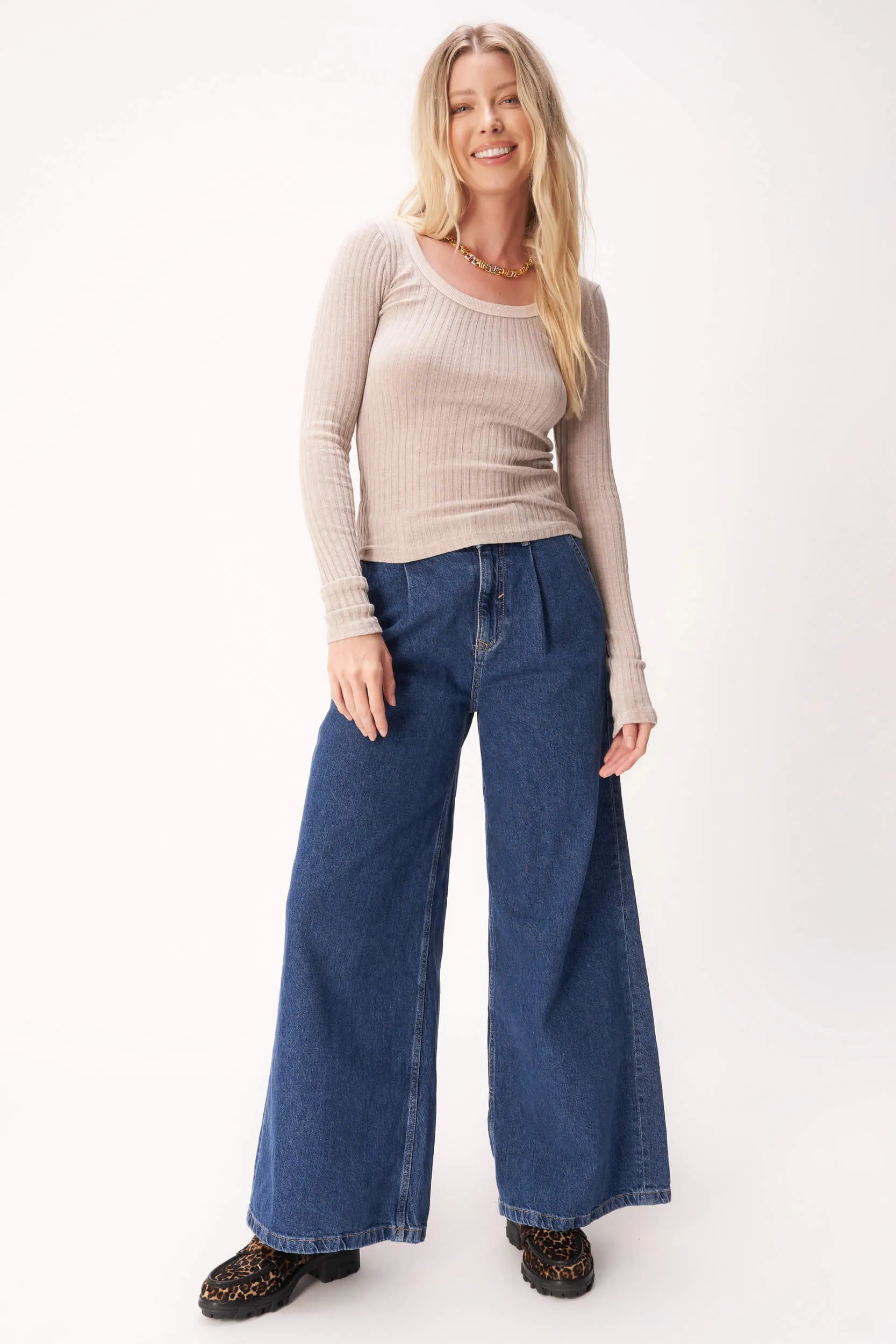 What's The Scoop Washed Rib Long Sleeve - MW Ginger Root